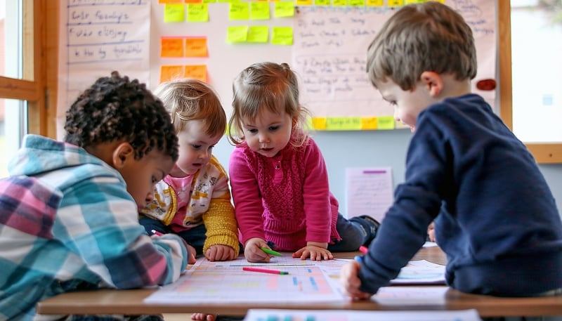 Children participating in a resilience-building workshop