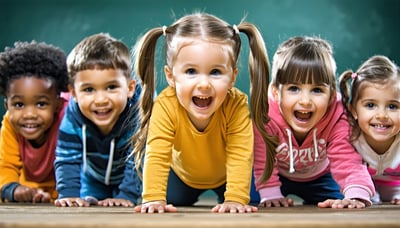 Illustration of children showing resilience and teamwork
