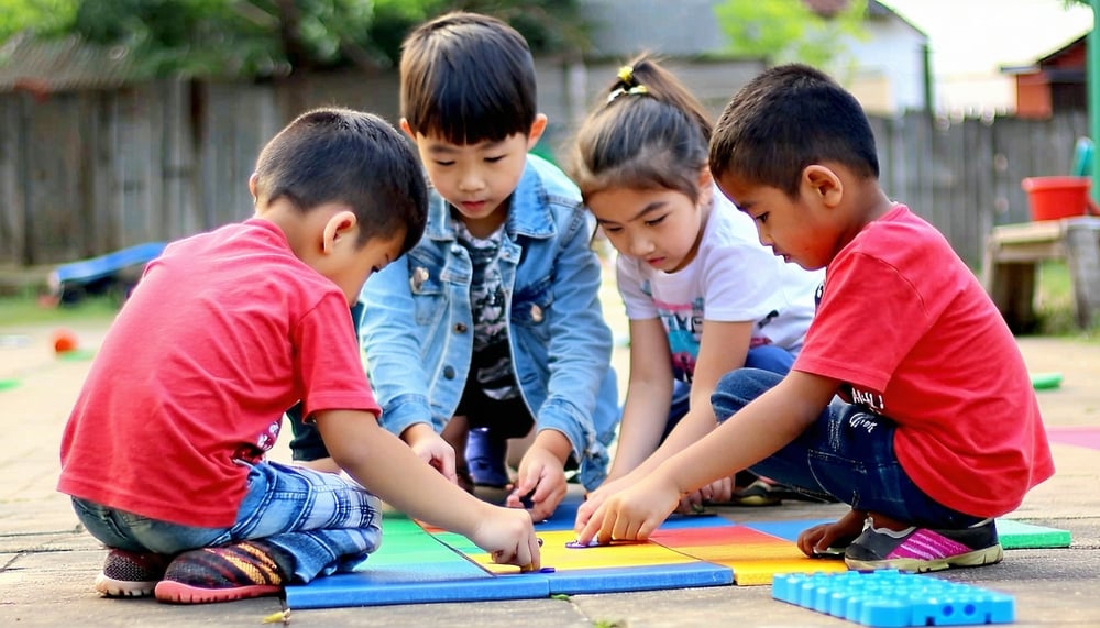 Children participating in a resilience-building activity